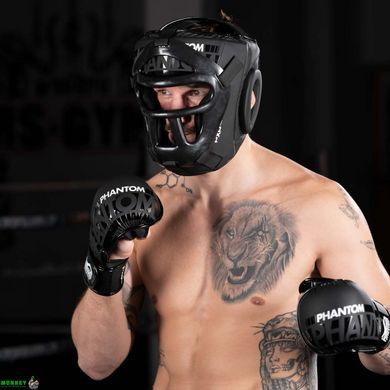 Боксерский шлем Phantom APEX Cage Black (капа в подарок)