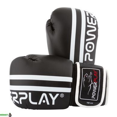 Боксерские перчатки PowerPlay 3010 черно-белые 8 унций
