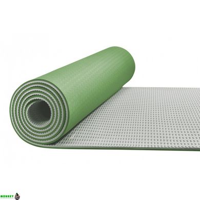 Коврик (мат) для йоги и фитнеса 4FIZJO TPE 6 мм 4FJ0142 Green/Grey
