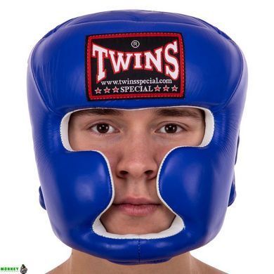 Шолом боксерський з повним захистом шкіряний TWINS HGL6 Чорний S