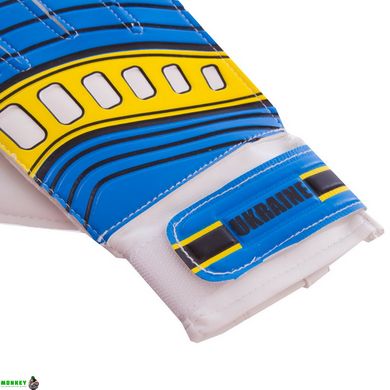Воротарські рукавиці дитячі UKRAINE SP-Sport FB-0205-1 розмір 5-8 блакитний-жовтий
