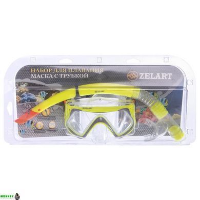 Набор для плавания маска c трубкой Zelart M166-SN52-PVC Желтый-серый-прозрачный