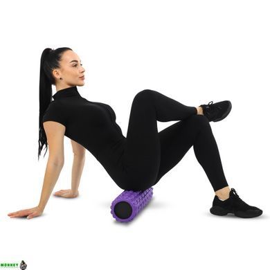 Роллер массажный цилиндр (ролик мфр) заполненный пеной 45см Grid Bubble Roller SP-Sport FI-9391 Голубой