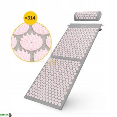 Килимок акупунктурний з валиком 4FIZJO Classic Mat XL Аплікатор Кузнєцова Grey/Pink (P-5907739313294)