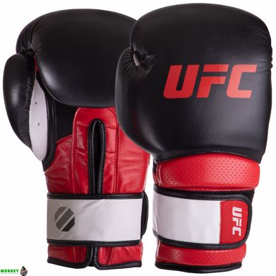Перчатки боксерские кожаные UFC PRO Training UHK-69992 18 унций красный-черный