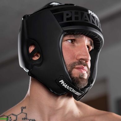 Боксерский шлем Phantom APEX Open Face Head Protection Black (капа в подарок)