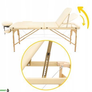 Масажний стіл складний 4FIZJO Massage Table+ Wood W60 Beige (P-5907739318367)