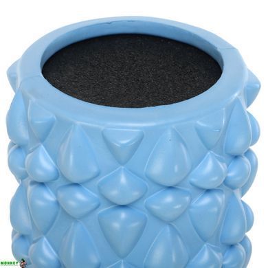 Роллер массажный цилиндр (ролик мфр) заполненный пеной 45см Grid Bubble Roller SP-Sport FI-9391 Голубой