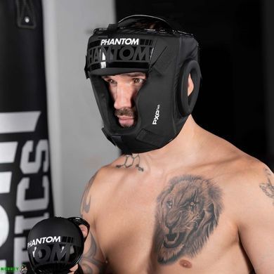 Боксерский шлем Phantom APEX Cage Black (капа в подарок)