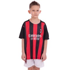 Форма футбольная детская с символикой футбольного клуба AC MILAN домашняя 2021 SP-Planeta CO-2454 8-14 лет черный-красный