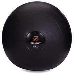 Мяч набивной слэмбол для кроссфита рифленый Zelart SLAM BALL FI-2672-20 20кг (MD1241-20) (PVC, d-29,8см, черный)
