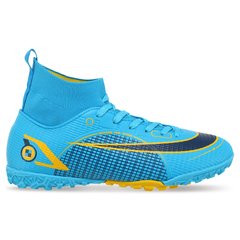 Сороконожки обувь футбольная с носком LIJIN 2588G-1 размер 40-45 (верх-PU, подошва-резина, синий)