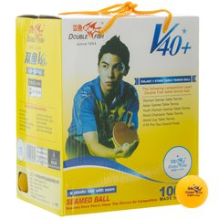Набор мячей для настольного тенниса 100 штук в цветной картонной коробке DOUBLE FISH 510280 1star (d-40мм, белый, желтый)