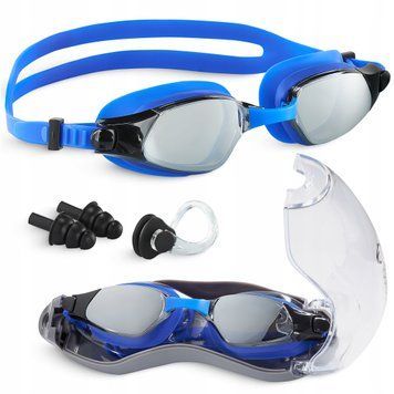 Очки для плавания TSUNAMI Anti-Fog 3 в 1 чехол, беруши и зажим для носа Blue (P-5905973401784)