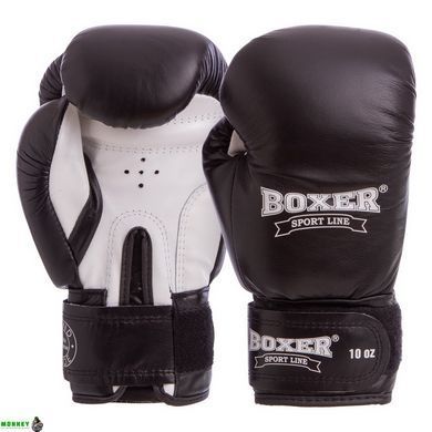 Рукавички шкіряні боксерські BOXER 2023 Червоний-чорний 12 унції