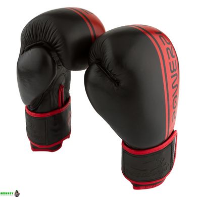 Боксерські рукавиці PowerPlay 3022 А Чорно-Червоні (натуральна шкіра) 10 унцій