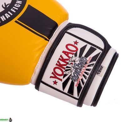 Рукавички боксерські шкіряні YOKKAO YK016 Червоний-сірий 12 унції