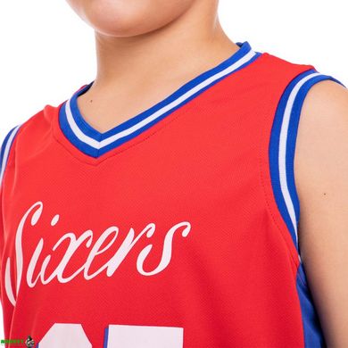 Форма баскетбольна підліткова NB-Sport NBA SIXERS 25 BA-0904 M-2XL червоний-синій