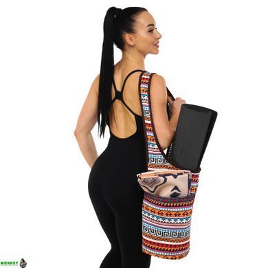 Сумка для фітнесу та йоги через плечо KINDFOLK Yoga bag SP-Sport FI-8364-1 помаранчевий-блакитний