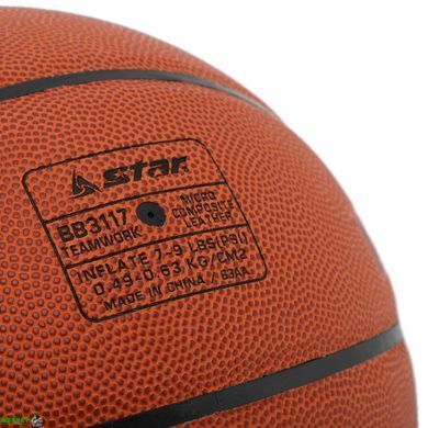 М'яч баскетбольний STAR TEAM WORK BB3117 №7 PU помаранчевий
