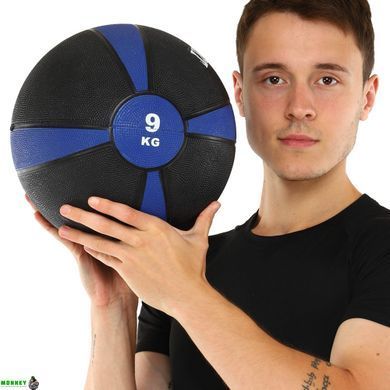 М'яч медичний медбол Zelart Medicine Ball FI-5122-9 9кг сірий-синій