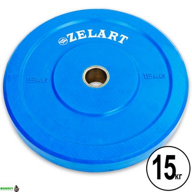 Диски (блини) бамперні для кросфіту Zelart Z-TOP Bumper Plates ТА-5125-15 51мм 15кг синій