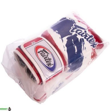 Рукавички боксерські шкіряні FAIRTEX BGV1-THAI 14 унцій THAI PRINT білий-синій-червоний