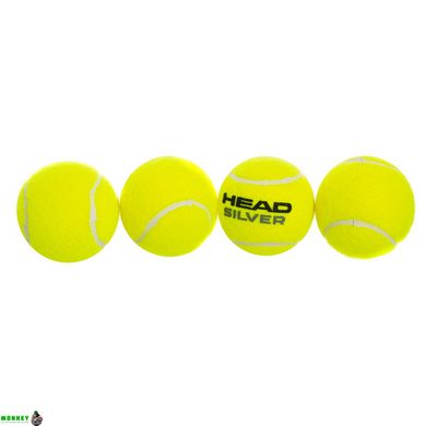 Мяч для большого тенниса HEAD SILVER METAL CAN 571304 4шт салатовый