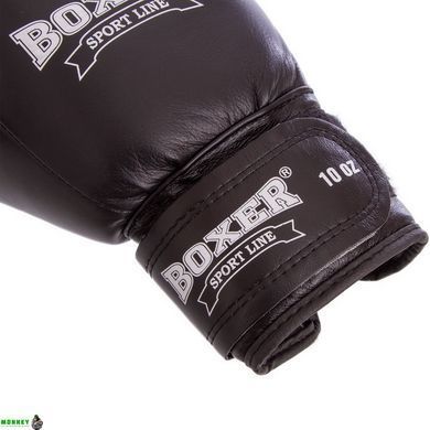 Рукавички шкіряні боксерські BOXER 2023 Червоний-чорний 12 унції