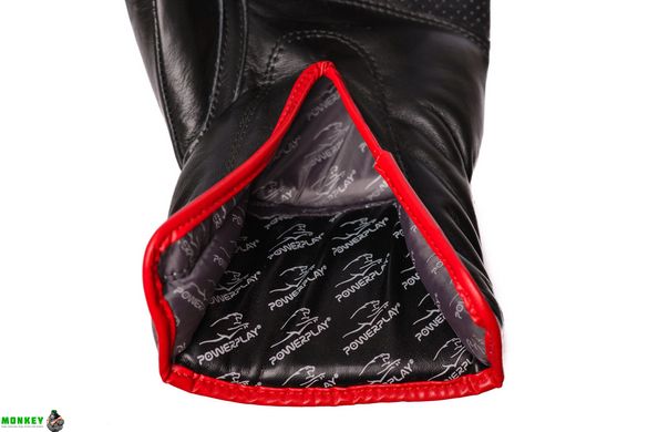 Боксерские перчатки PowerPlay 3022 A черно-красные [натуральная кожа] 10 унций