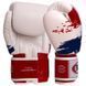 Рукавички боксерські шкіряні FAIRTEX BGV1-THAI 14 унцій THAI PRINT білий-синій-червоний