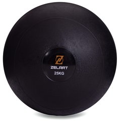 Мяч набивной слэмбол для кроссфита рифленый Zelart SLAM BALL FI-2672-25 25кг (MD1241-25) (PVC, d-29,8см, черный)