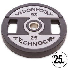 Блины (диски) полиуретановые с хватом и металлической втулкой d-51мм TECHNOGYM TG-1837-25 25кг (черный)