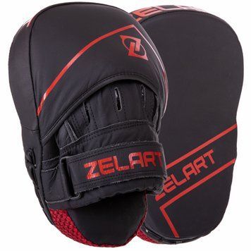 Лапа Вигнута для боксу та єдиноборств Zelart VL-3148 Чорний-червоний 25x18x5см 2шт