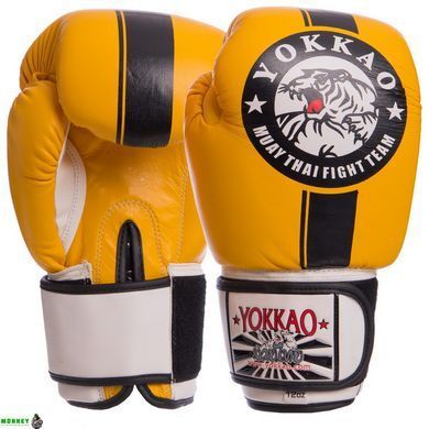 Рукавички шкіряні боксерські YOKKAO YK016 Червоний-сірий 14 унції