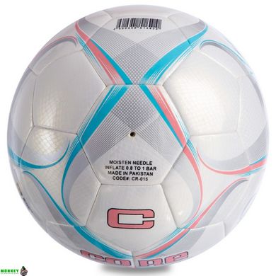 М'яч футбольний HIBRED CORE STRAP CR-015 №5 PU білий-рожевий-блакитний