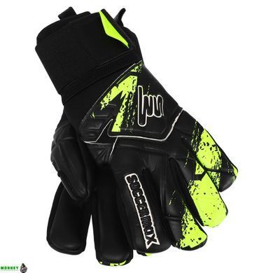 Воротарські рукавиці SOCCERMAX GK-4315 розмір 8-10 чорний-салатовий