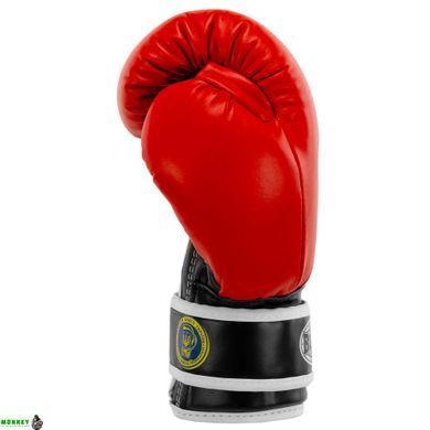 Перчатки боксерские профессиональные с печатью ФБУ BOXER кожаные BO-2001 Красный-черный 10 унции Profi