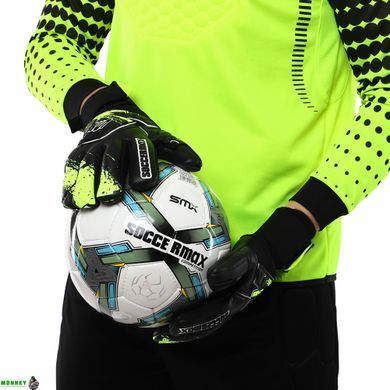Воротарські рукавиці SOCCERMAX GK-4315 розмір 8-10 чорний-салатовий