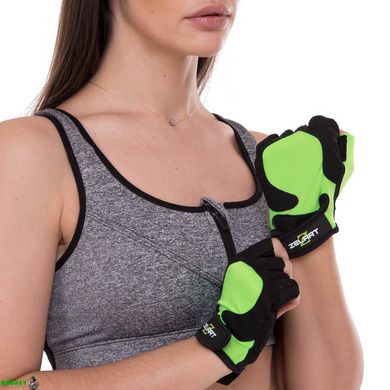 Перчатки для фитнеса и тренировок Zelart SB-161740 XS-M черный-зеленый