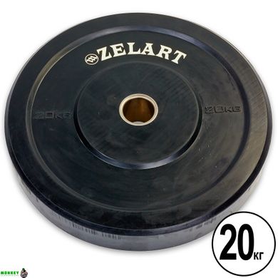 Блины (диски) бамперные для кроссфита Zelart Z-TOP Bumper Plates ТА-5125-20 51мм 20кг черный