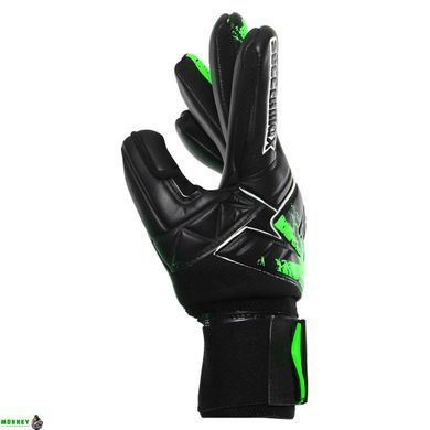 Воротарські рукавиці SOCCERMAX GK-4315 розмір 8-10 чорний-салатовий