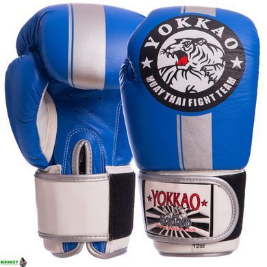 Рукавички шкіряні боксерські YOKKAO YK016 Червоний-сірий 14 унції