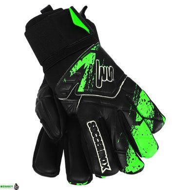 Воротарські рукавиці SOCCERMAX GK-4315 розмір 8-10 чорний-салатовий
