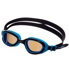 Очки для плавания MadWave SUN BLOKER JUNIOR M041302 (поликарбонат, силикон, зеркальные, черный-синий)