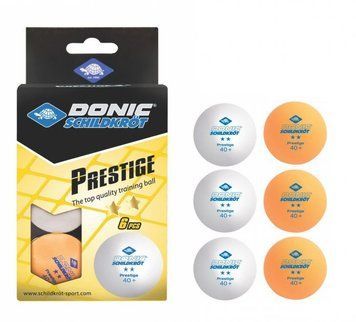 Мячи Donic Prestige 2* 40+ 6шт white+orange 00000030150