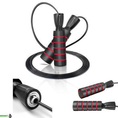 Скакалка швидкісна з протиковзкими ручками 4yourhealth 2.5m. Premium Jump Rope 2471 Чорно-червона