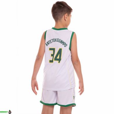 Форма баскетбольна дитяча NBA BUCKS 34 SP-Sport 3582 S-2XL білий-зелений