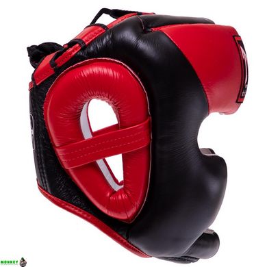 Шлем боксерский с полной защитой кожаный TWINS HGL3-2T M-XL черный-красный
