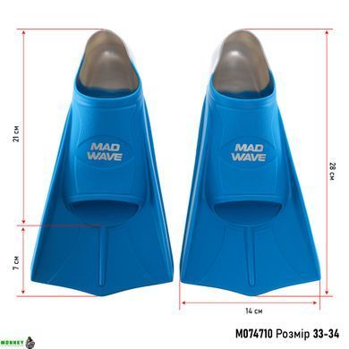 Ласты тренировочные с закрытой пяткой Fins Training MadWave M074710 Синий 31-33 размер